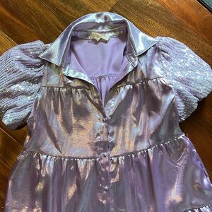 Purple mettalic dress with sparkle sleeves